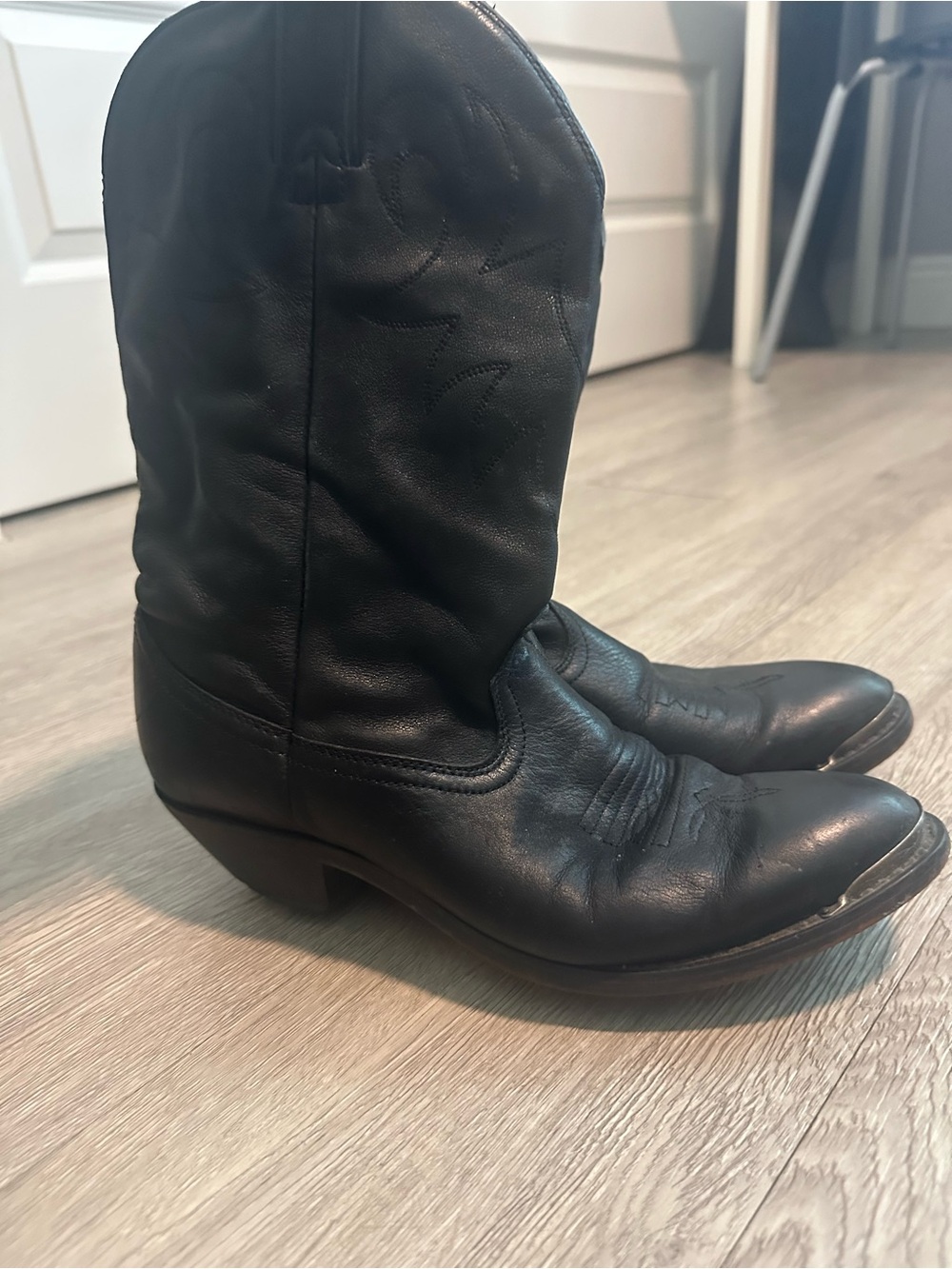 Vtg Durango Black Leather Cowboy Boots Men’s Sz 8 M